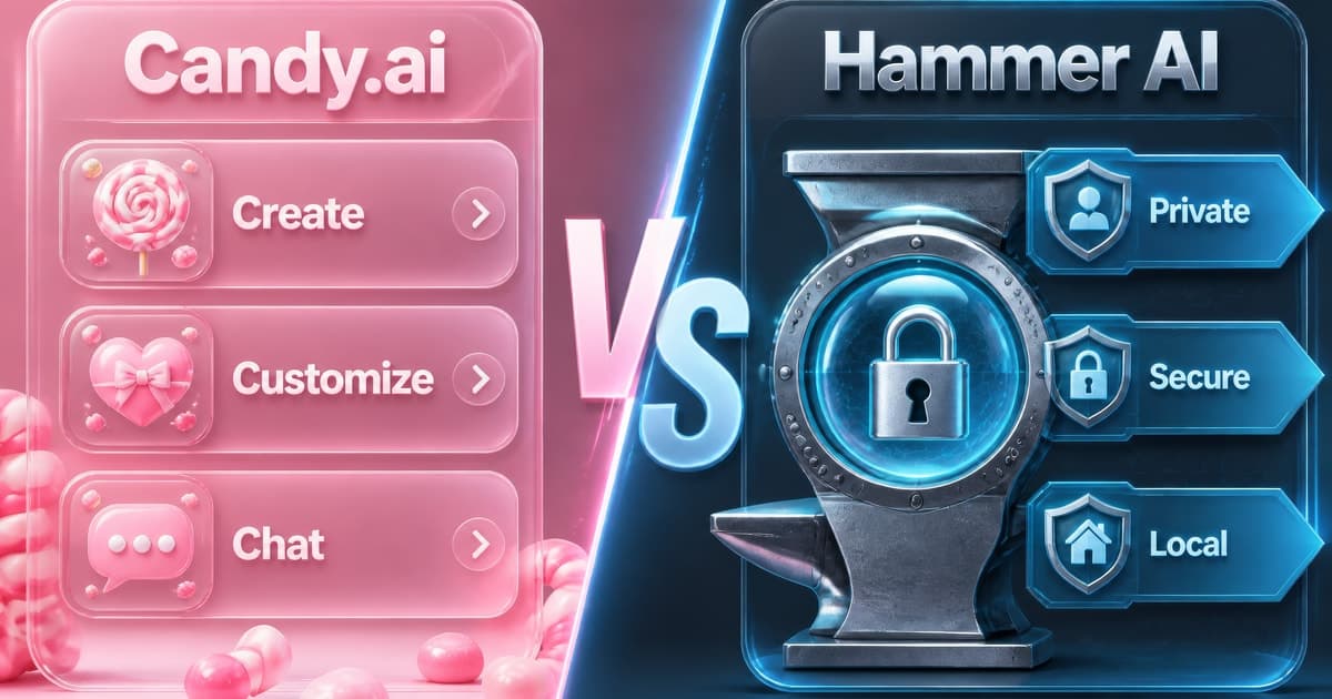 Candy.ai vs HammerAI: Romance vs Local Privacy comparison card
