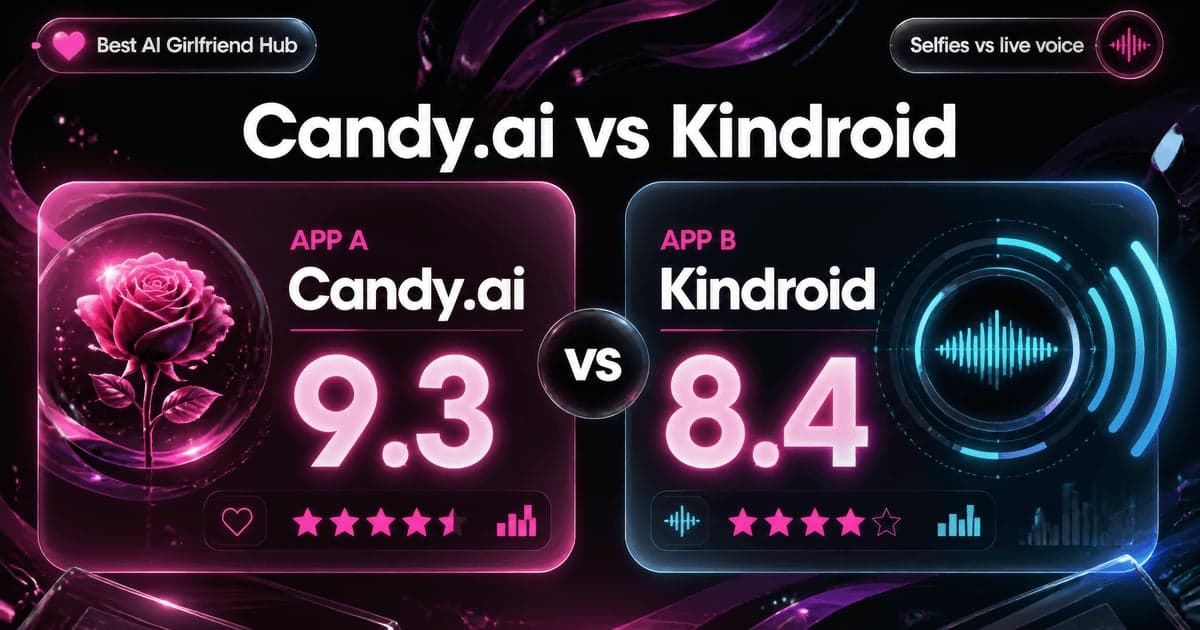 Candy.ai vs Kindroid: Selfies vs Voice Calls comparison card