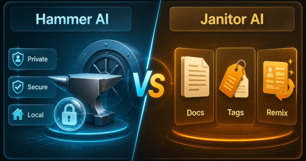 HammerAI vs Janitor AI: Local vs Free Catalogue comparison card