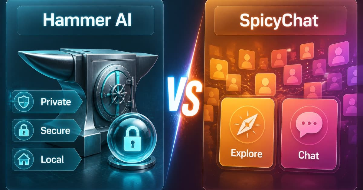 HammerAI vs SpicyChat: Local Privacy vs Free RP comparison card