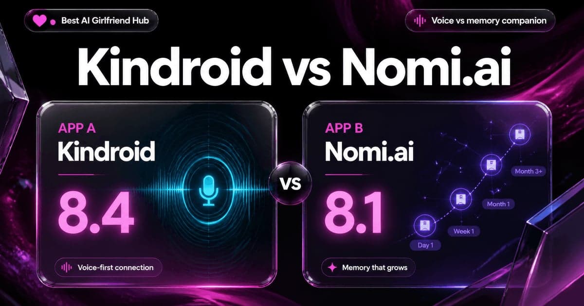 Kindroid vs Nomi.ai: Voice Calls vs Memory First comparison card