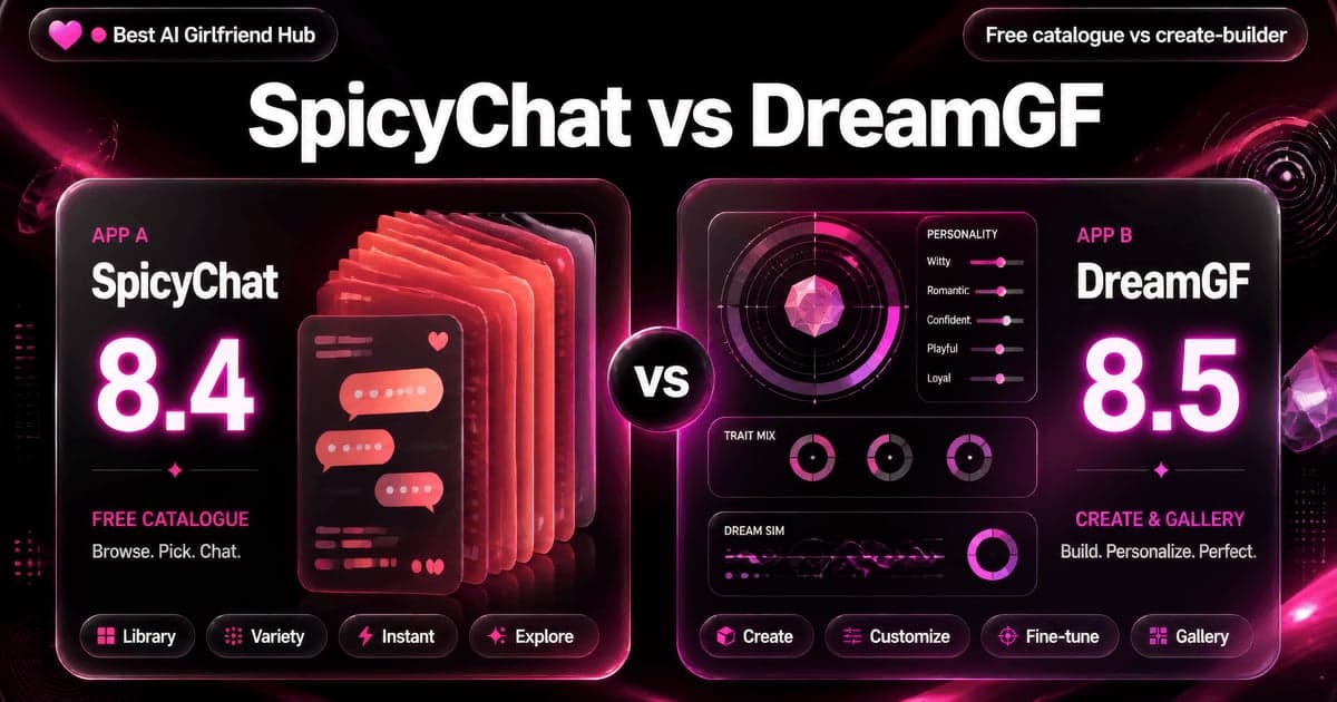 SpicyChat vs DreamGF: Free RP vs Gallery Builder comparison card
