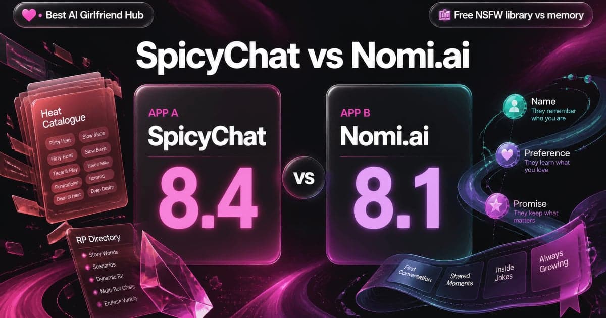 SpicyChat vs Nomi.ai: Free RP vs Memory First comparison card