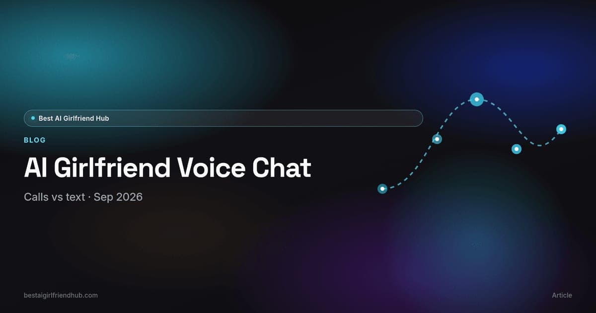 AI girlfriend voice chat abstract card — waveform, call markers, and presence cues