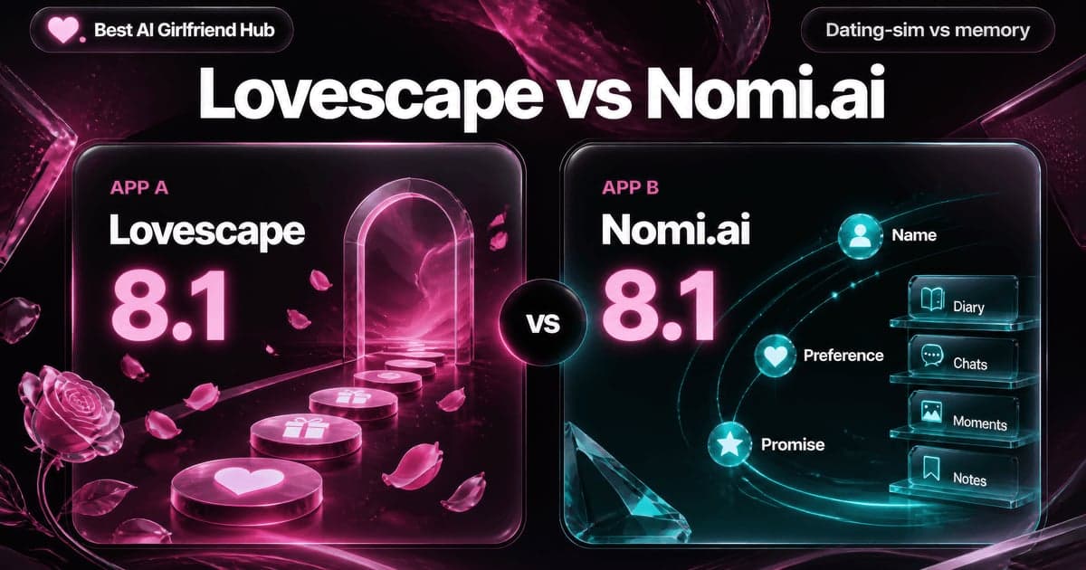 Lovescape vs Nomi.ai: Dating-Sim vs Memory First comparison card