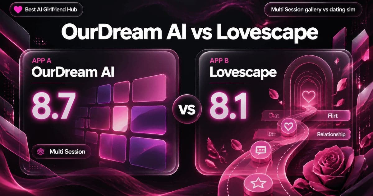 OurDream AI vs Lovescape: Gallery vs Dating-Sim comparison card