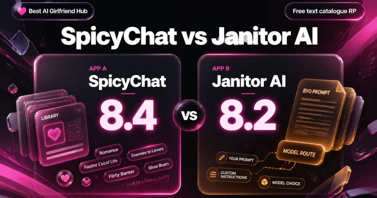 SpicyChat vs Janitor AI: Free Catalogue Rematch comparison card